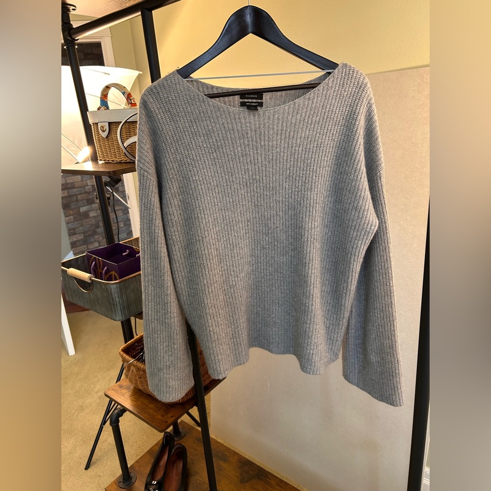Halogen Light Gray Ribbed 100% Cashmere Women’s Sweater Size XXL
